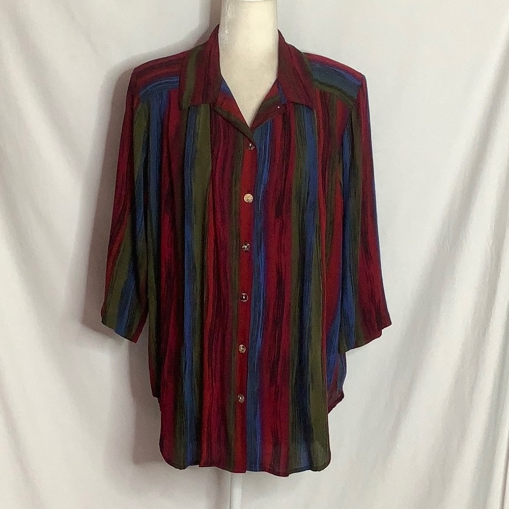 Vintage 90’s CM Shapes Multicolor Striped Button Down Shirt Size 1X